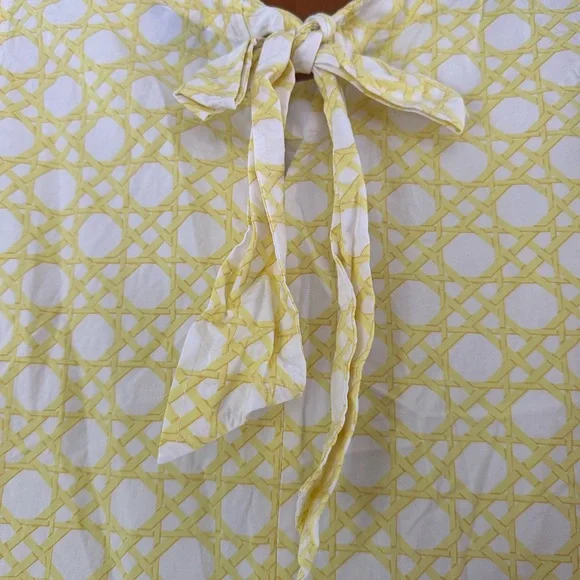 Ann Taylor Yellow Geometric Sleeveless Blouse - Picture 5 of 6